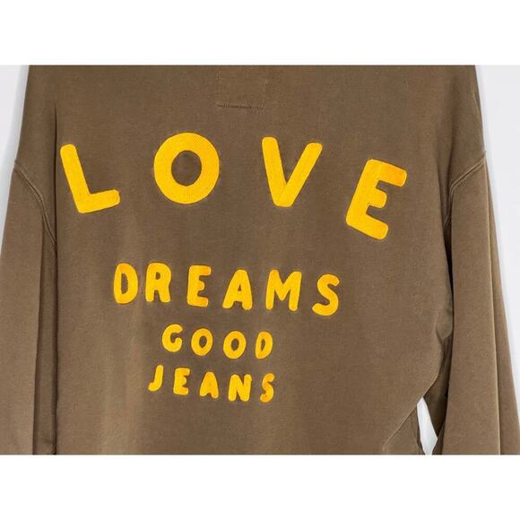Wrangler x Fred Segal Love Dreams Good Jeans Crop Sweatshirt Olive Brown Women L - Picture 9 of 9